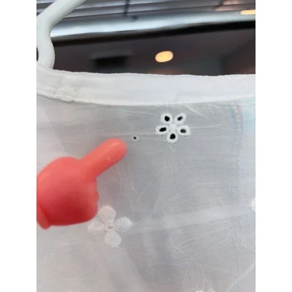 Johnny Was Eyelet Sheer Floral Flower Embroidered Long Sleeve Tunic Blouse Sz XL - Picture 10 of 10